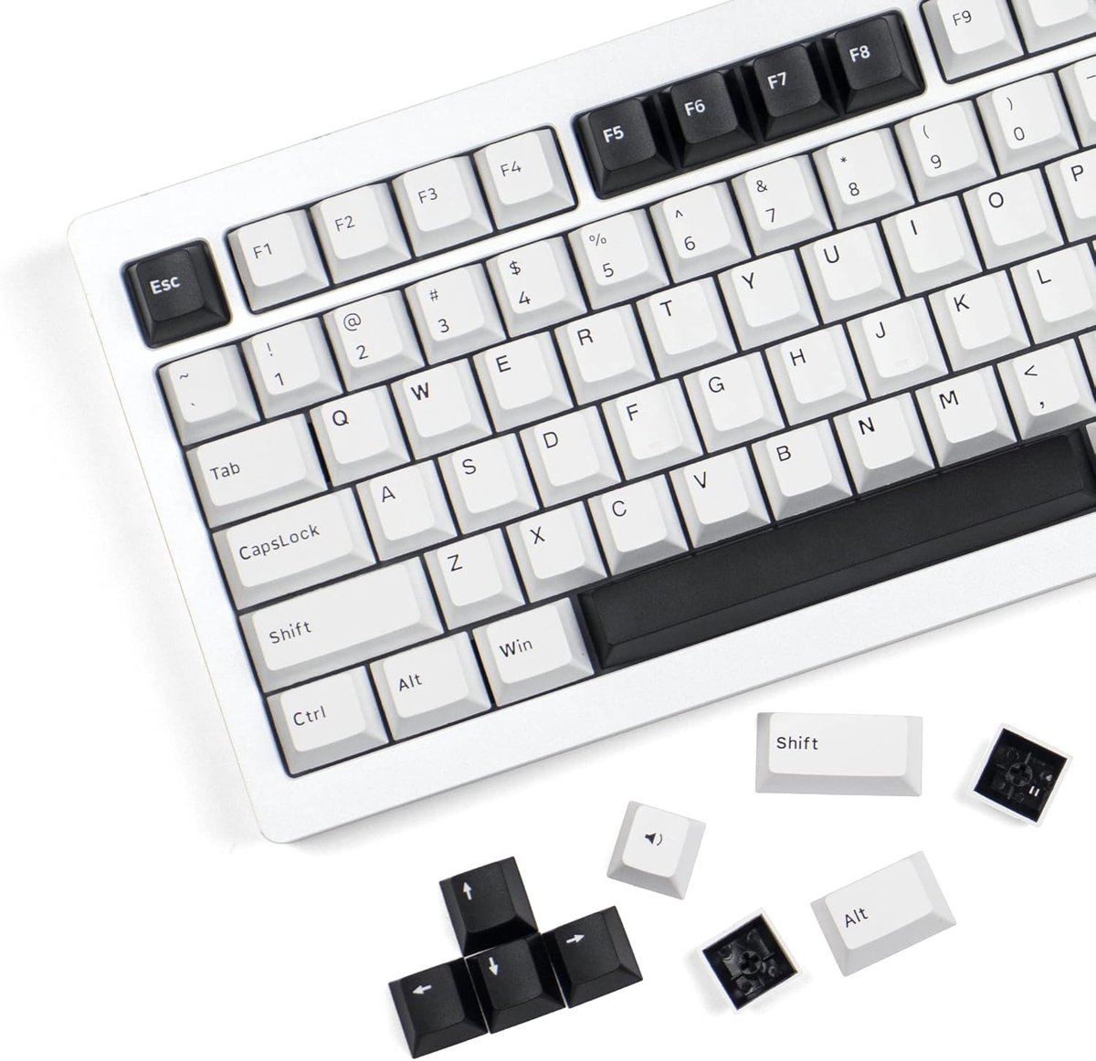 168 Toetsen Keycap Set Doubleshot PBT Minimaal Zwart Wit Cherry Profiel