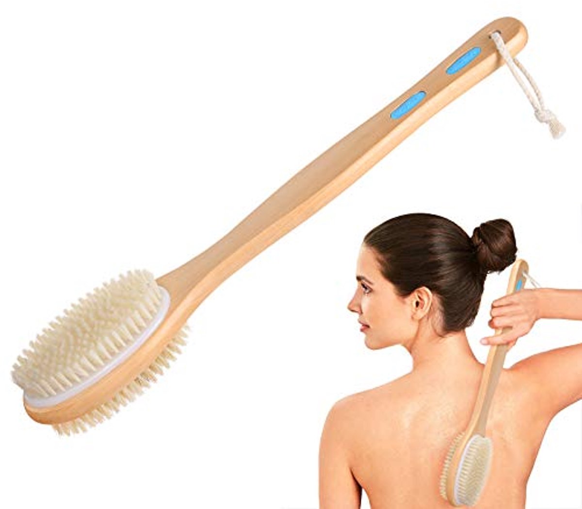 Doppelseitige Duschbürste - Masserende Peelingbürste - 44 cm Lang