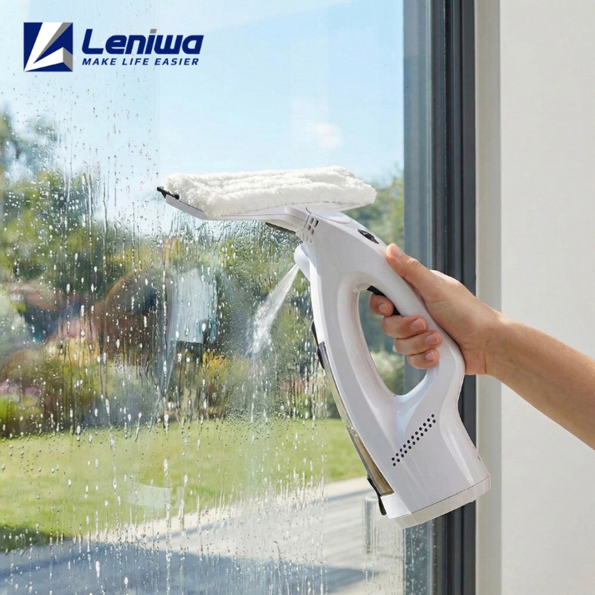 Leniwa Window Vac – Elektrische Raamwisser, Raamzuiger & Ruitenreiniger – Streeploos – Oplaadbaar – Met Sprayfunctie – 26 cm thumbnail 6