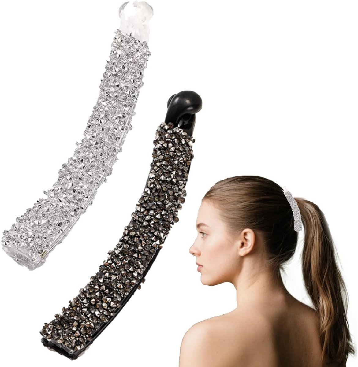 2 Stuks Elegante Haarspeldjes met Strass Steentjes voor Dames