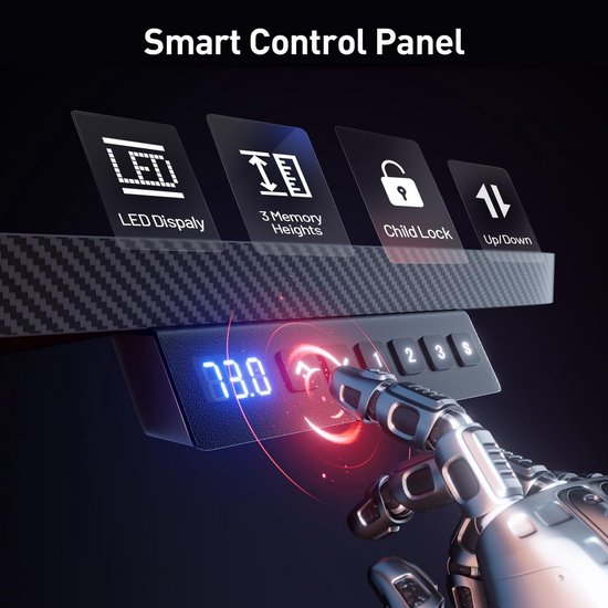 Elektrisch In Hoogte Verstelbaar Gamingbureau met RGB LED en Oplaadpunten, 140x60 cm van Merkloos — afbeelding 4
