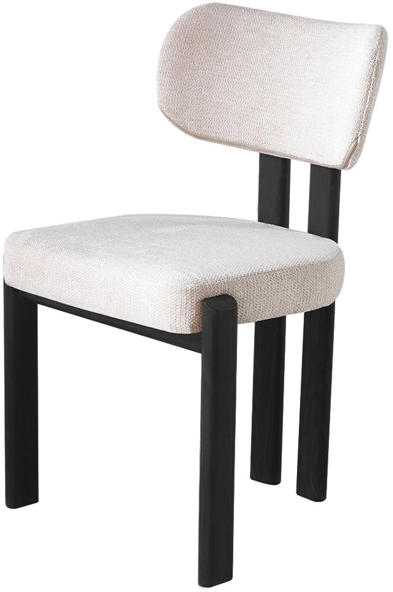 Eetkamerstoel Japandi beige Naomi zwart Japanse stijl eetstoel zetel