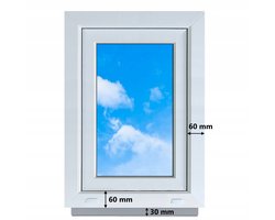 PVC-raam wit 50x70 links, nieuw 500x700 mm draai-kiepraam RU dubbelglas