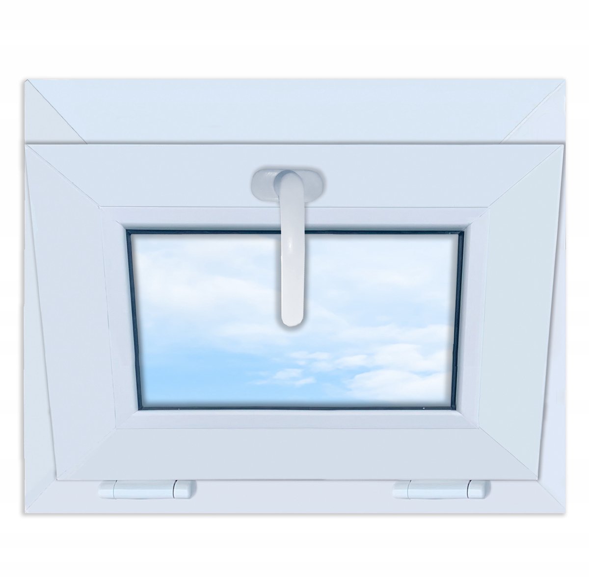 Nieuw, wit PVC-kiepraam 50x40 cm, 500x400 mm, naar boven openslaand, dubbel glas.