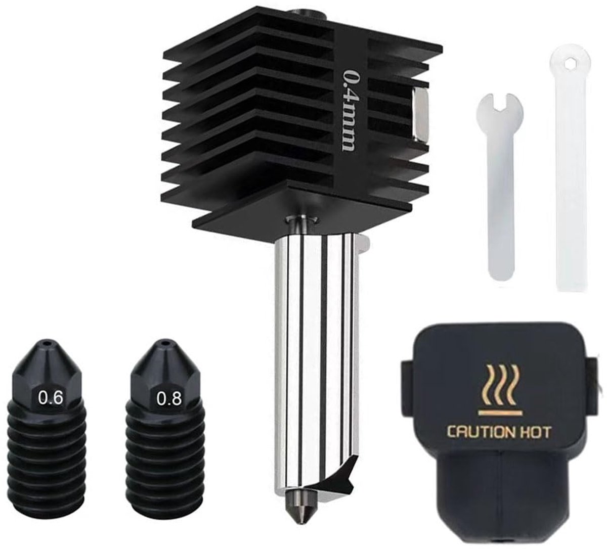 Hotend Upgrade Set voor 3D-printer A1 Mini/A1 - Inclusief Gehard Stalen Nozzles (0.4, 0.6, 0.8mm) en Siliconen Sok