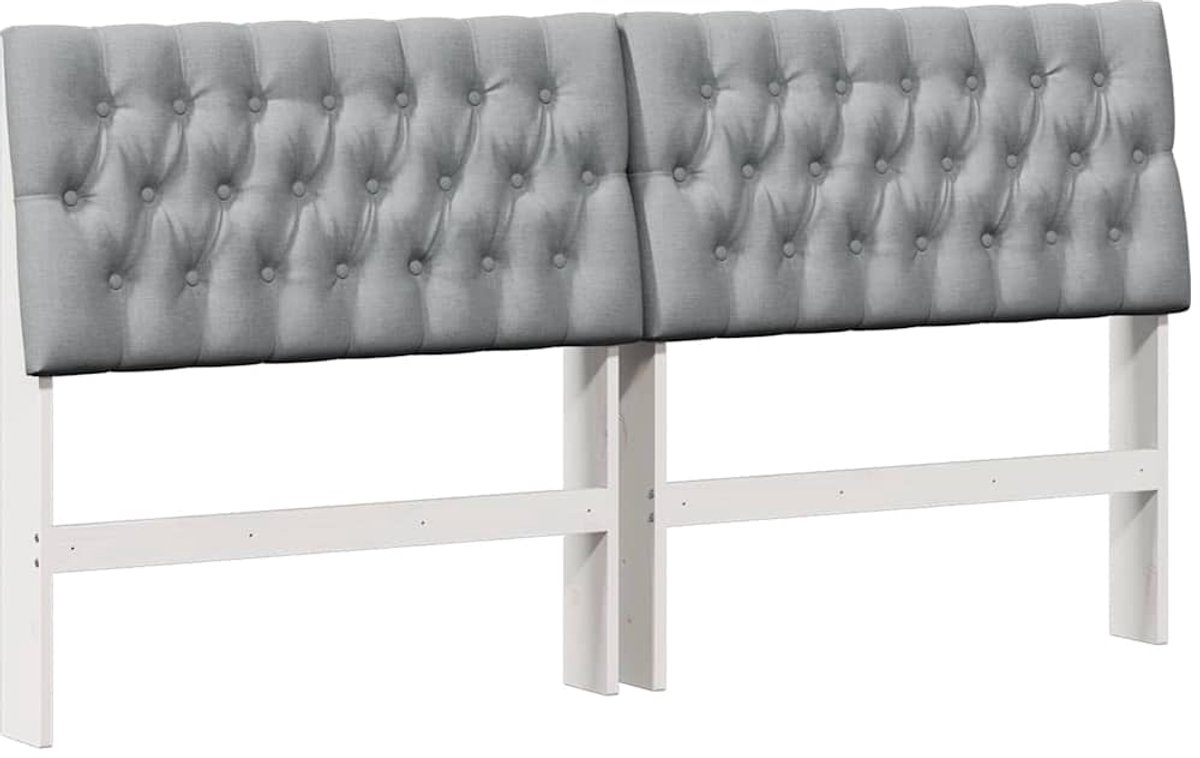 vidaXL Gestoffeerd - hoofdbord - Lichtgrijs - 180 - cm - Massief - grenenhout