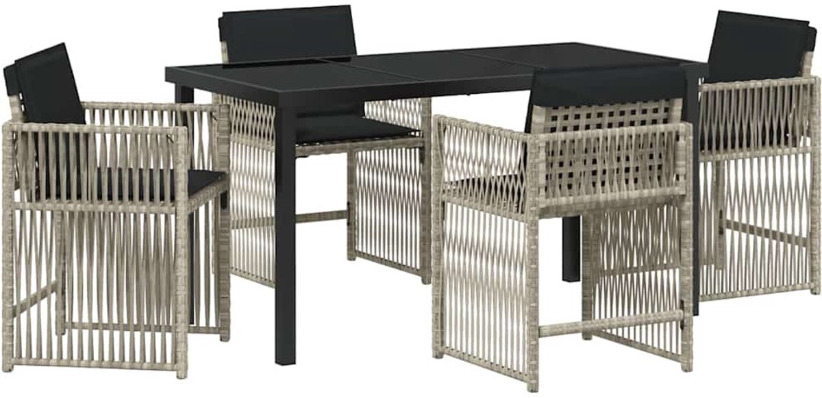 vidaXL - Tuin - Eettafel - Set - 5 - pcs - Lichtgrijs - poly - rattan