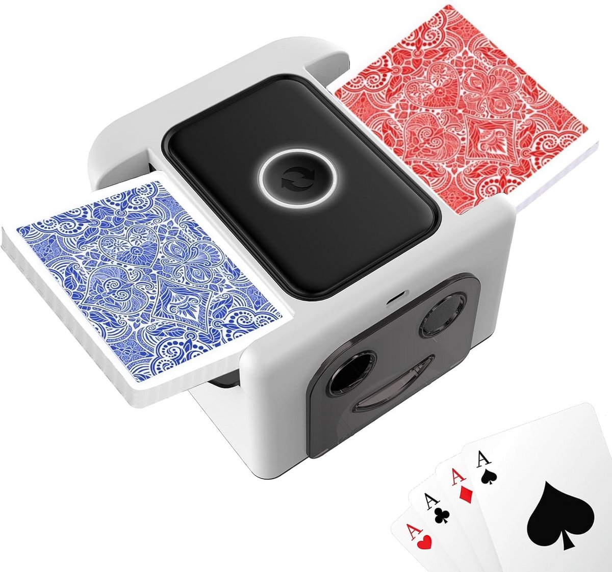 Automatische Kaartshuffler Oplaadbaar voor 2 Deck Spellen, Geluidsarm en Draagbaar