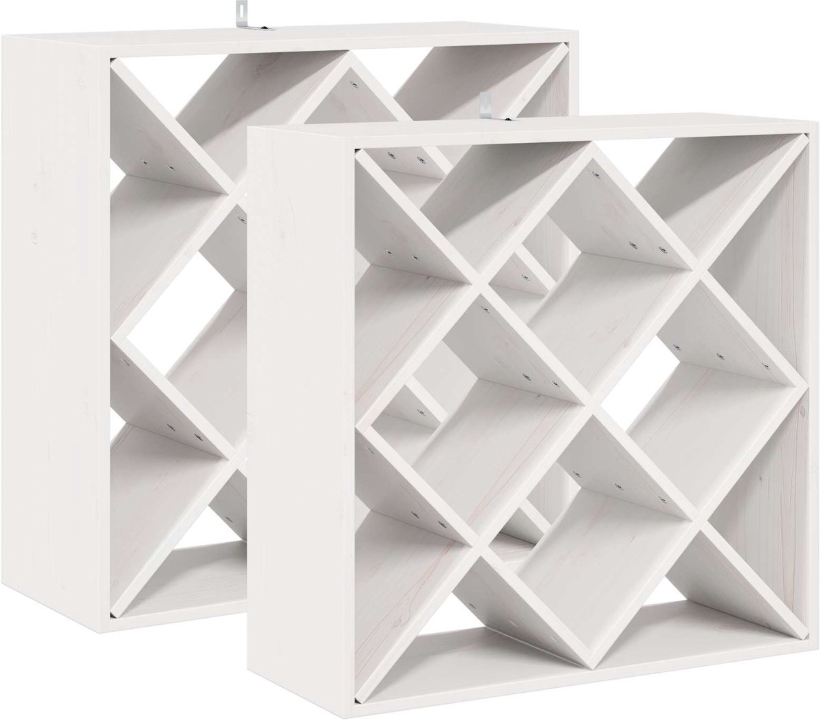 vidaXL - Wijnrek - 2 - pcs - Wit - 62 - x - 25 - x - 62 - cm - Massief - grenenhout