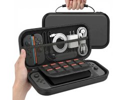 RENALUX Case Geschikt voor Nintendo Switch 2 - Hoesje Met opbergvak voor Games en Accessoires - Waterdicht en Schokbestendig - Zwart