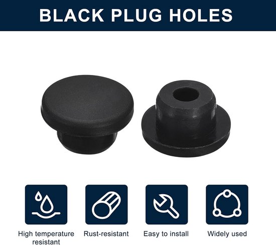 6 Stuks Zwarte Gatenstoppen Rubber Afdichting voor Buisdiameter 17mm van Merkloos — afbeelding 5