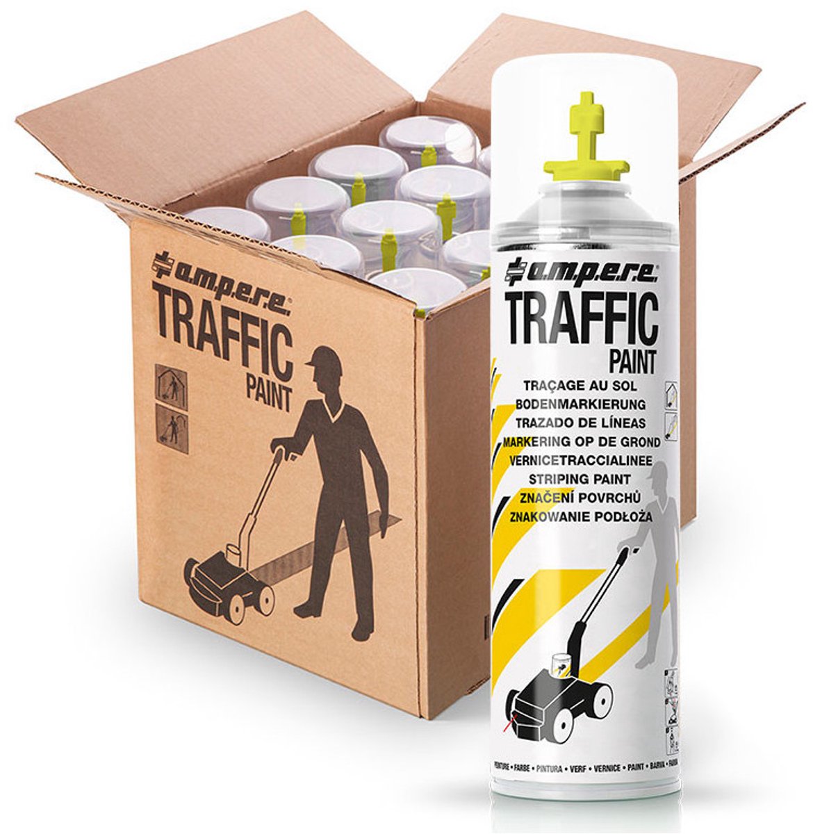 Ampere Traffic paint markeerverf, geel, 500 ml 12 stuks