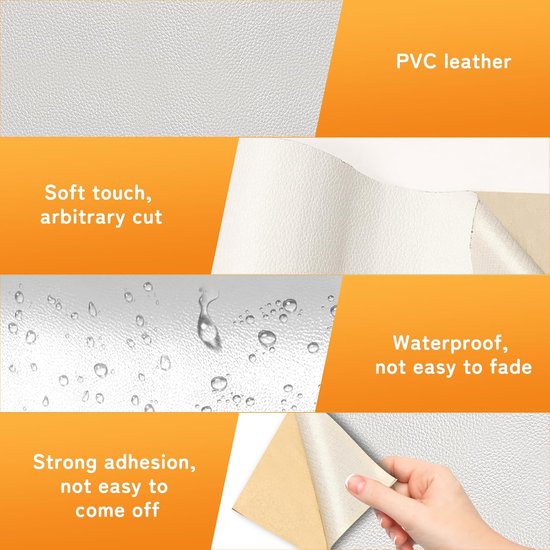 6x Zelfklevende Leren Reparatiesticker Ivoor - Waterdichte Patch voor Bank, Stoel & Kunstleer — afbeelding 4