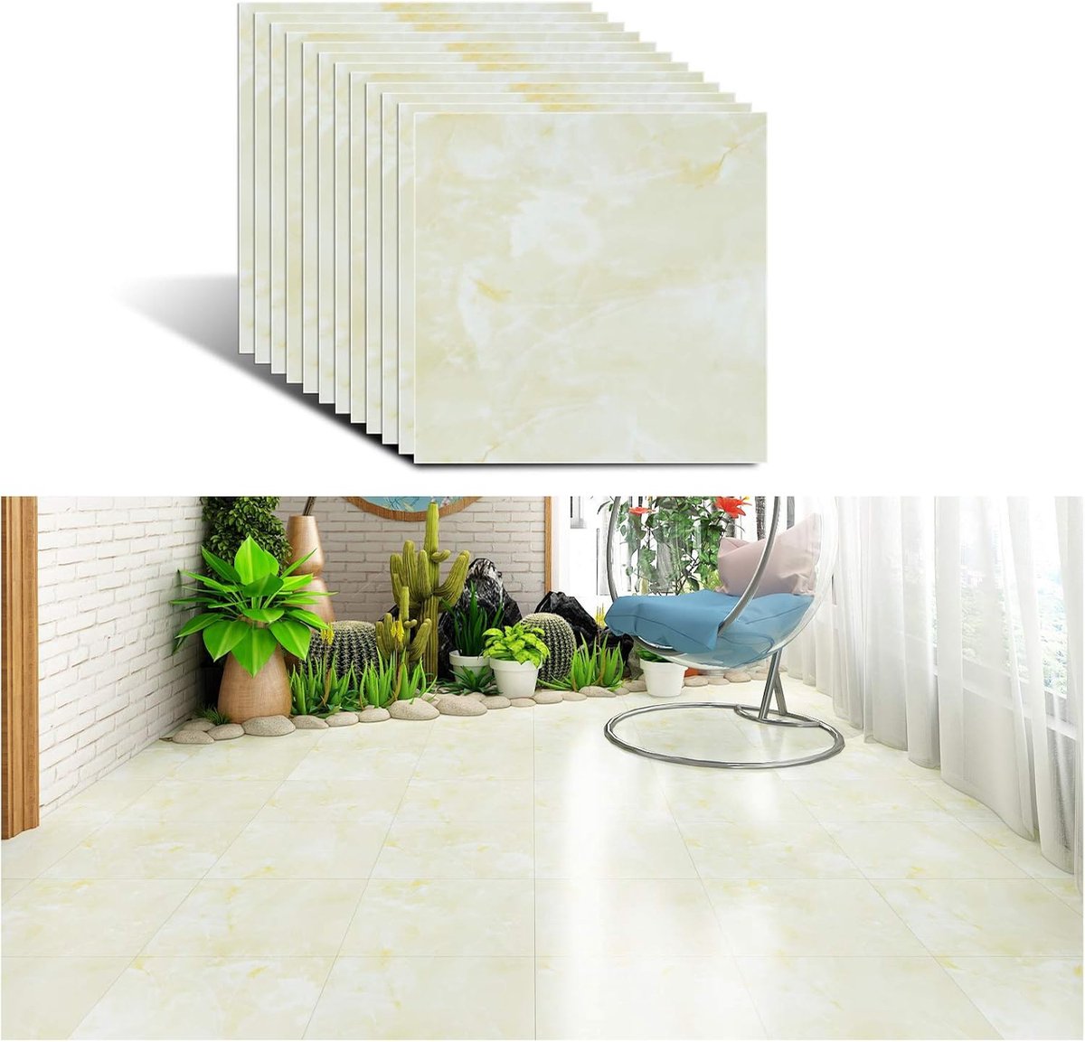 Zelfklevende Vloertegels Marmer Look - Waterdicht en Gemakkelijk te Plaatsen - 12 Stuks 30x30 cm