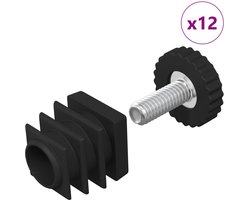 vidaXL - Meubelvoetjes - Verstelbaar - 12 - pcs - Zwart - M6 - PP