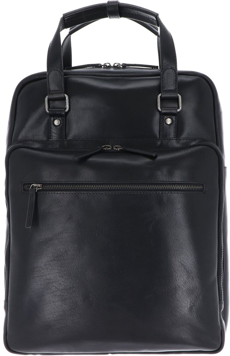 LEONHARD HEYDEN Leren laptop rugzak rugzak met laptopvak Roma Kurzgrifftasche / Rucksack 5384 Schwarz zwart