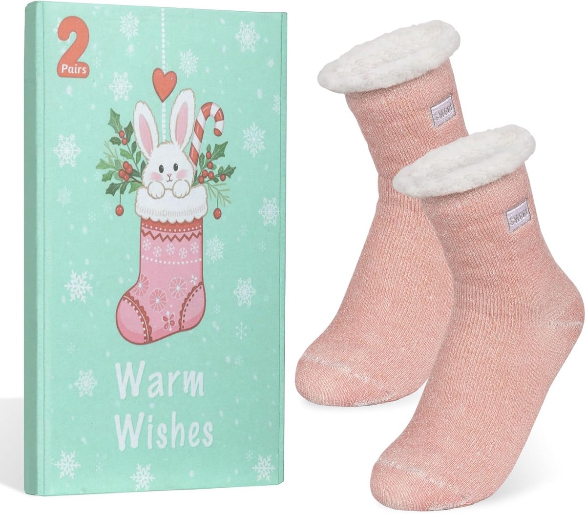 Warme Thermo Sokken voor Dames - 2 Paar Dikke, Zachte Pluche Huissokken als Cadeau