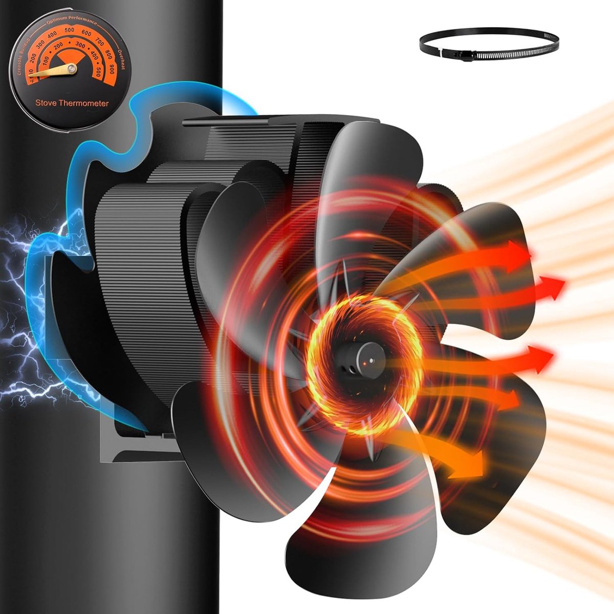 Warmte Aangedreven Ventilator voor Houtkachel Zonder Stroom - Stille Circulatie met 6 Bladen