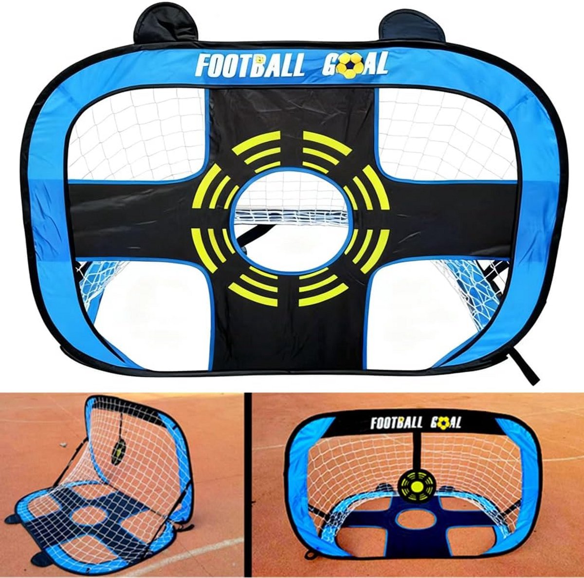 Draagbaar 2-in-1 Pop-Up Voetbaldoel en Schietnet voor Binnen en Buiten Training