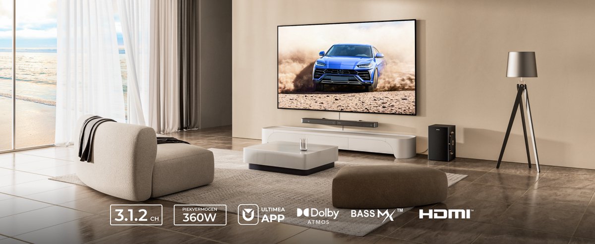 ULTIMEA - 3.1.2-kanaals Dolby Atmos-soundbar - 5,25-inch - afbeelding 2