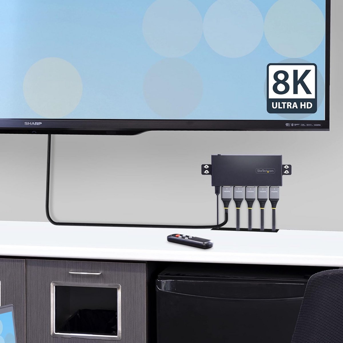 8K HDMI 2.1 Switcher 4 In 1 Out met Afstandsbediening en Auto/Handmatige Schakeling