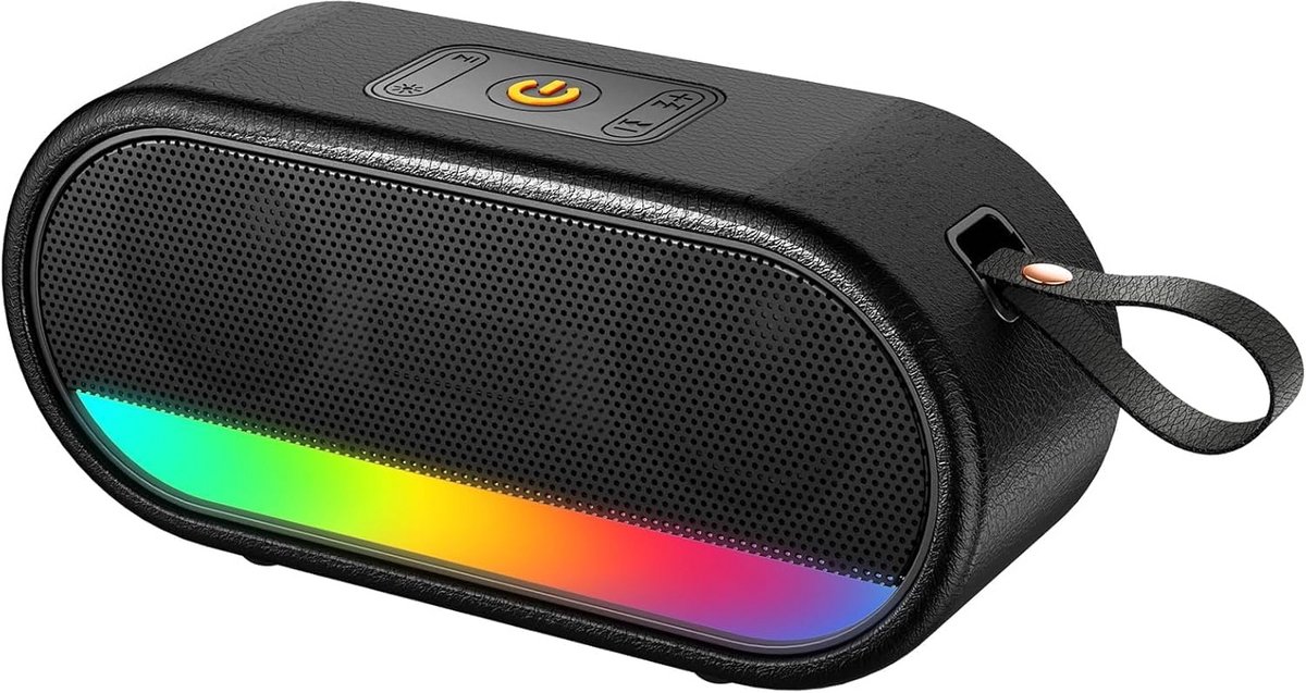 Draagbare Bluetooth Speaker met Krachtige Bas, IPX6 Waterdicht en LED Licht