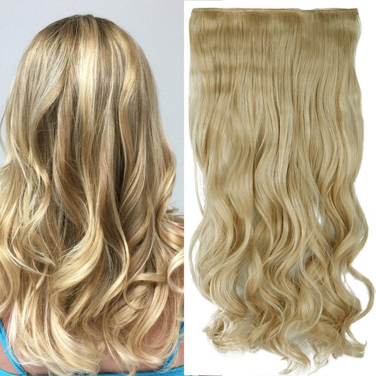 Clip-in Haarverlenging 61cm - 1 Vlecht met 5 Clips - Golvend Menselijk Haar