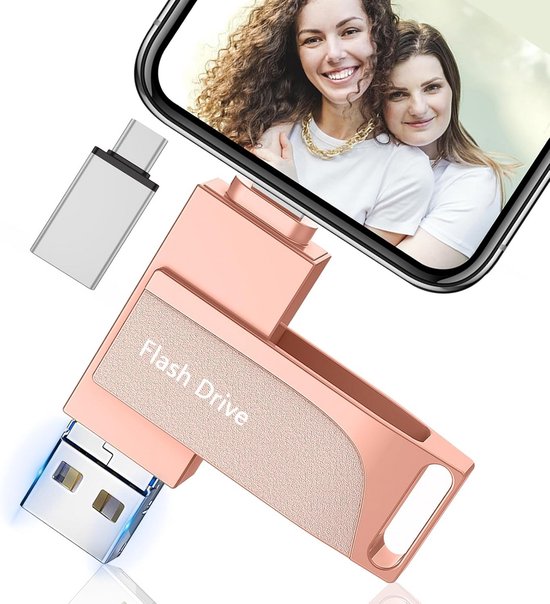 USB-stick 256 GB 4-in-1 voor Telefoon, Tablet en PC - iOS & Android ...