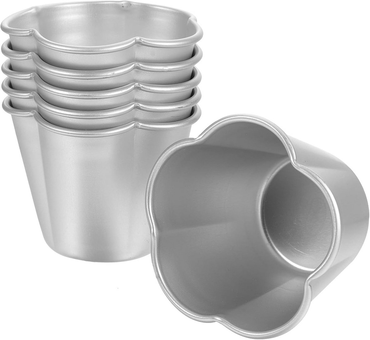 Set van 6 Bloemvormige Aluminium Bakvormen voor Muffins en Taartjes