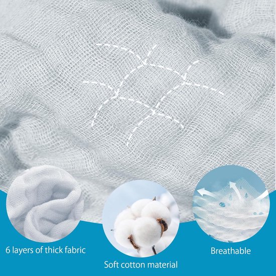 5x Extra Zachte Luiers en Spuugdoeken voor Baby's - Katoen 6 Lagen - Absorberend - 50x25 cm — afbeelding 2