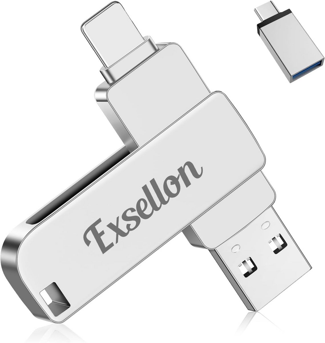 128GB 3-in-1 USB-stick voor Telefoon, Android, iPad en PC - Externe Opslag & Geheugen