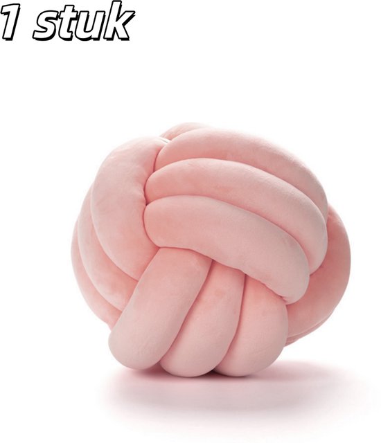 1 pièce - Sierkussen - Sierkussen noué en forme de ballon - Sierkussen décoratif - Doux et rond - kussen - Sierkussen tissé - Convient pour canapé, chambre à coucher, salon - Diamètre 22 cm - Rose