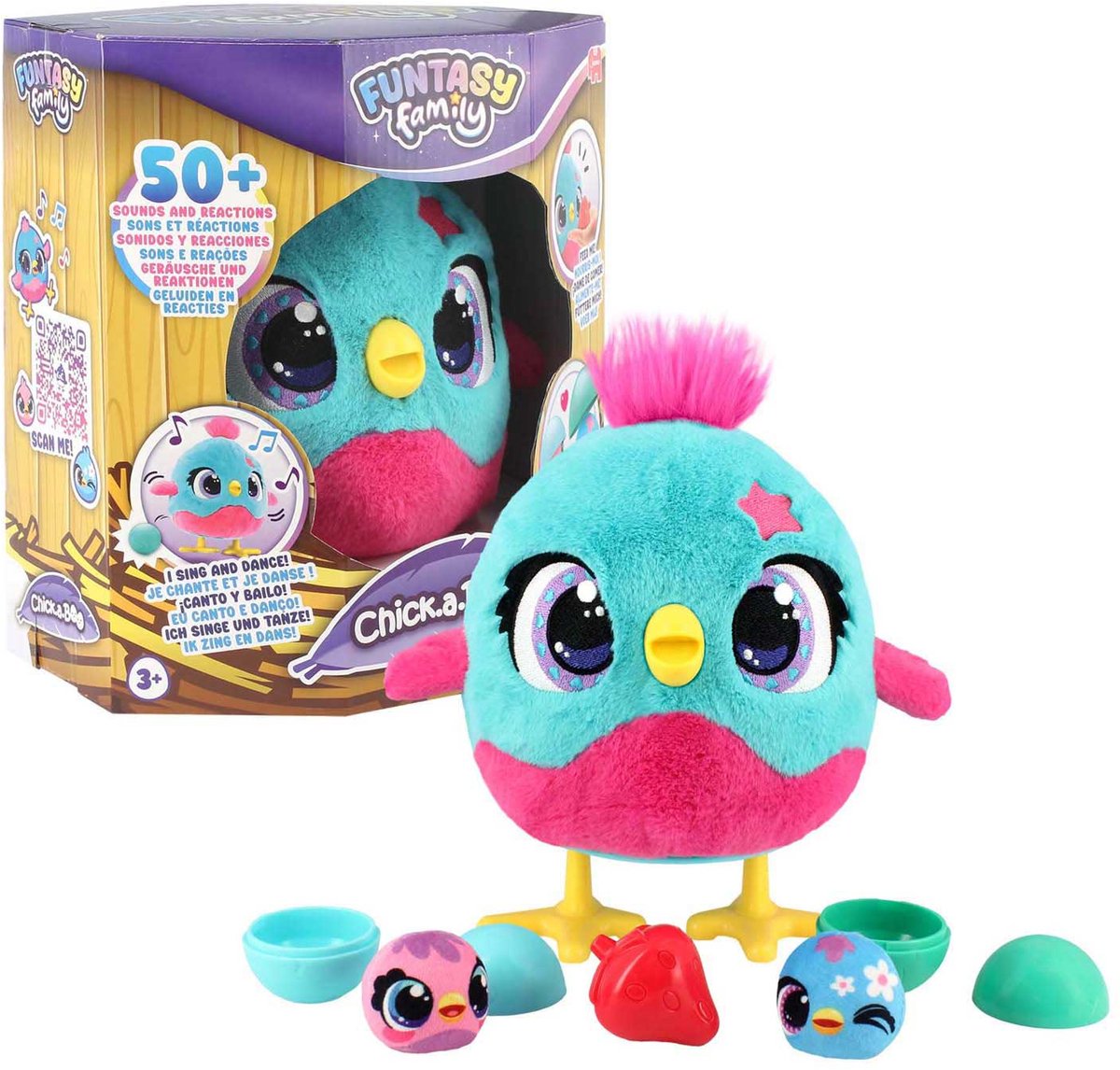 Jumbo - Funtasy Family - Chick-a-boo - Vanaf 3 jaar - Interactieve knuffel - Speelgoed met geluid - Zingt, danst en legt kuikens — afbeelding 14