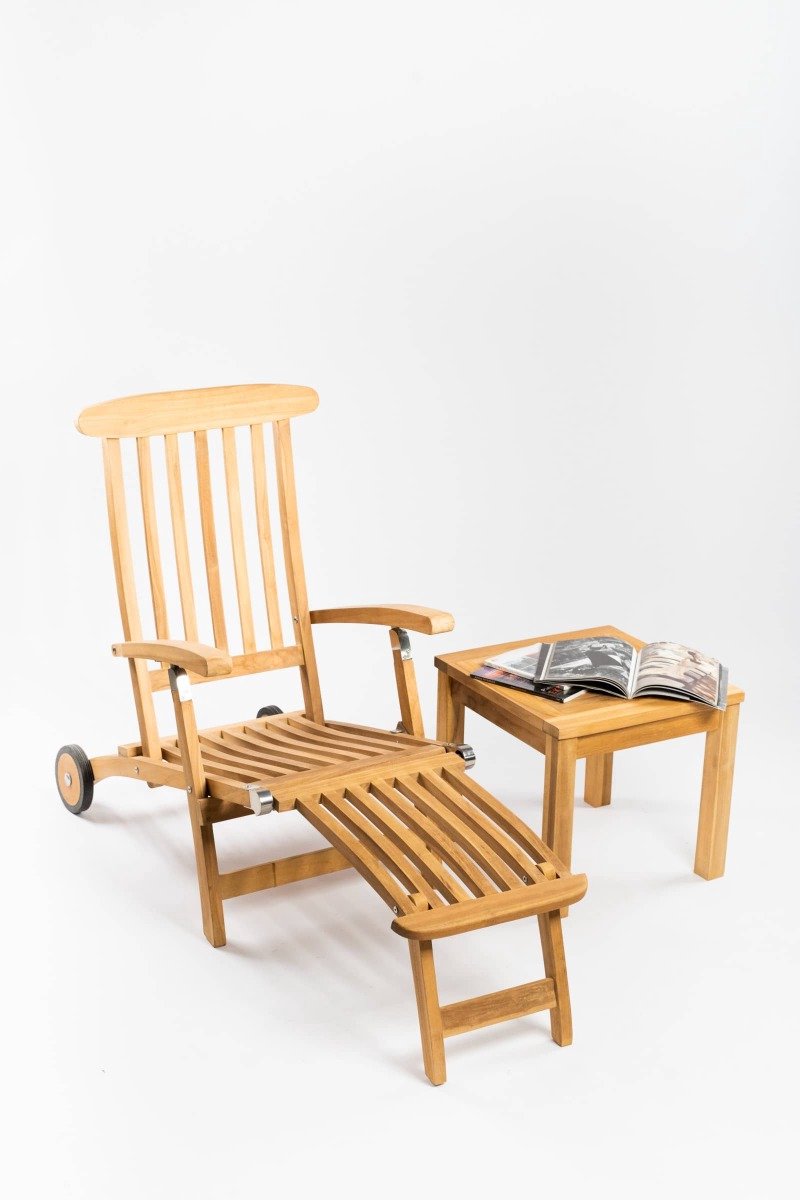 Deckchair met wielen met Vierkant tuintafeltje