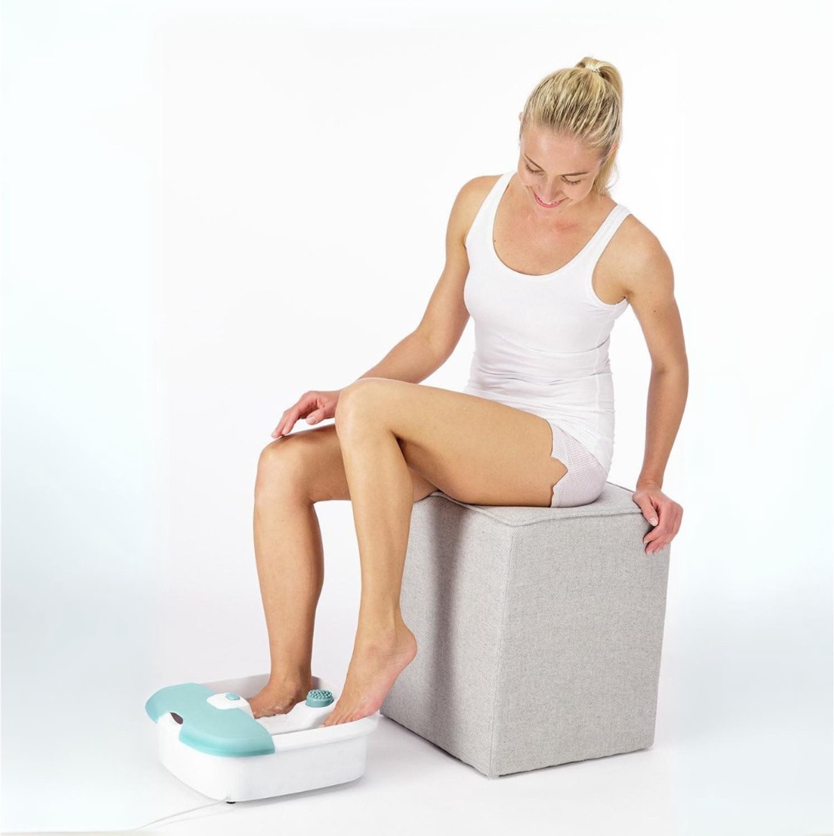Aura® Voetenbad Automatische Massage - Voetmassage Apparaat - Voetenbaden met Massage - Ontspanning voor Gestreste Voeten - Wit - 38cm x 35cm x 13cm