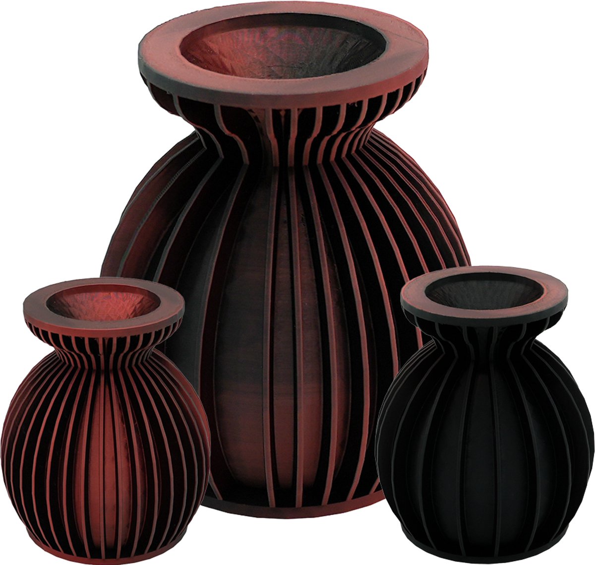Lovora Elin moderne vaas – Decoratieve vaas - Zwart / Rood - 3d geprinte vaas – geschikt voor droogbloemen - 30CM