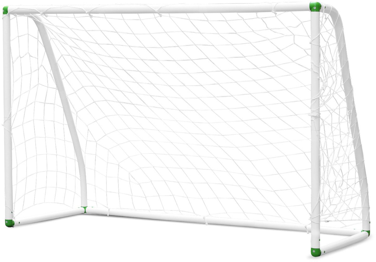 PVC voetbaldoel voetbalrebounder 180 x 120 x 80 cm voor tuin- en buitenspellen wit