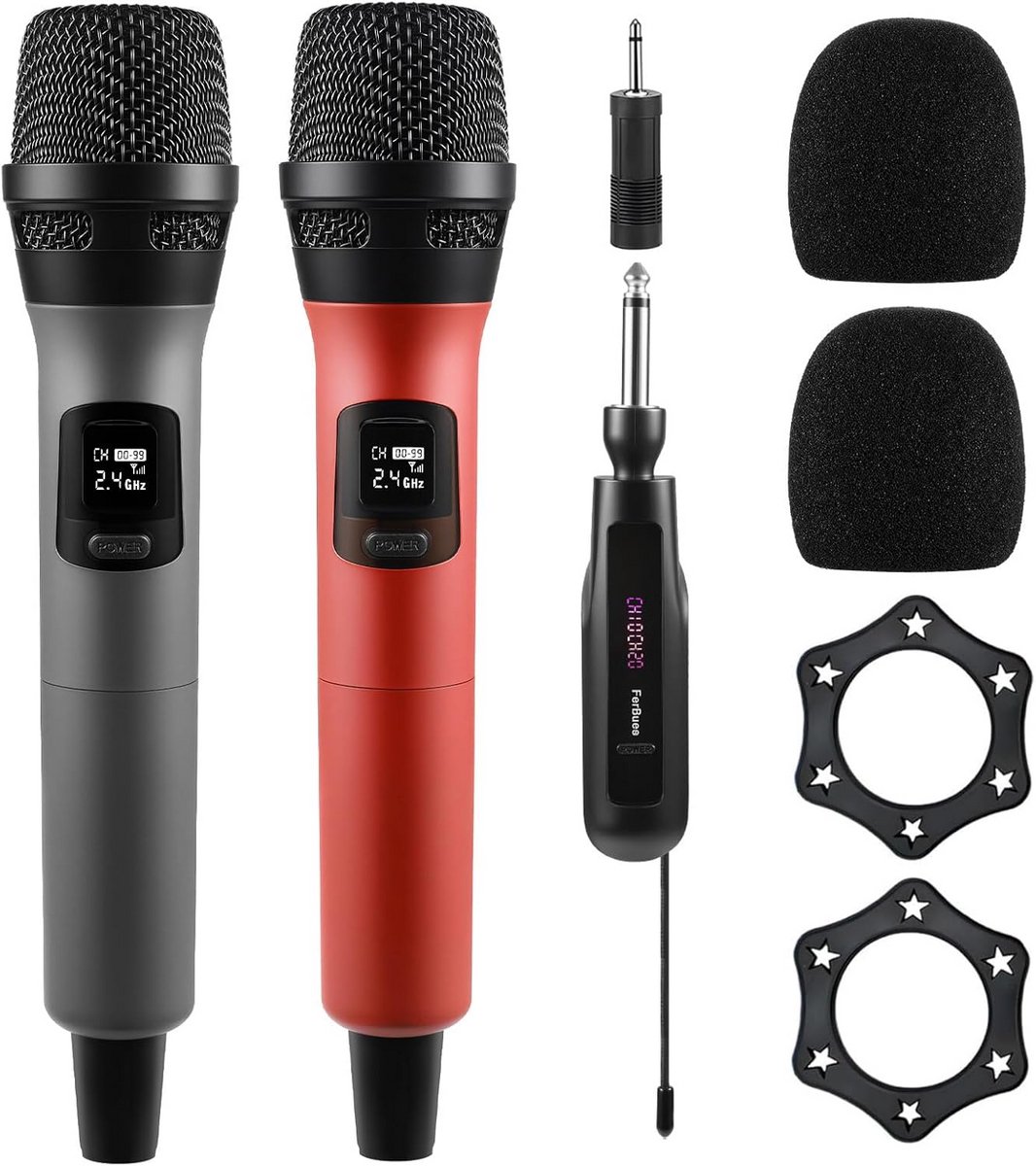 Draadloos Microfoonset - 2 Handmicrofoons voor Karaoke, Versterker, PA Systeem & Feesten