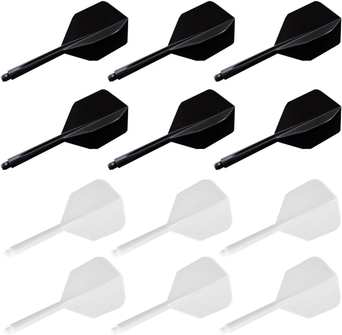 12 Stuks Geïntegreerde Dartpijlen Set 2BA Schuim Vleugels 75mm Assortiment Zwart Wit