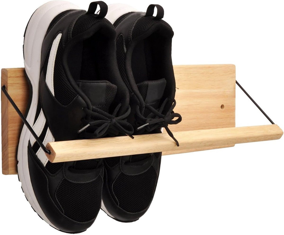 Houten Wand schoenenrek voor Hal en Gang - Ruimtebesparende Ophangoplossing