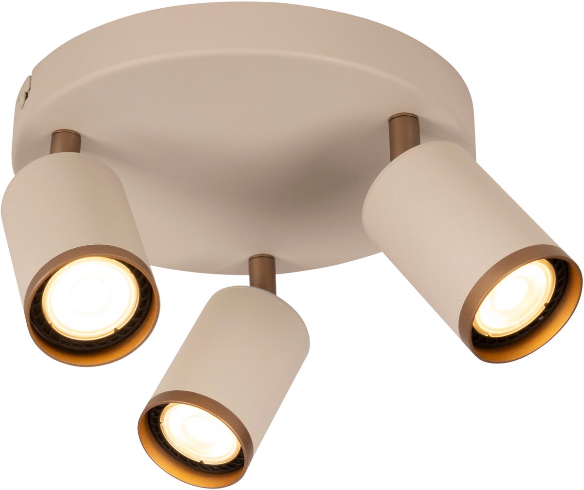 Lucide REGINA - Plafondspot (Plafondlamp) - Ø 21 cm - 3xGU10 - Taupe | Essential