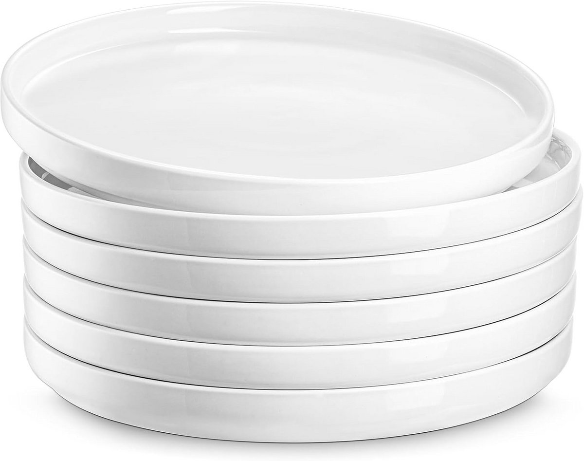 Set van 6 Witte Porseleinen Borden 21.5 cm voor Salade en Dessert