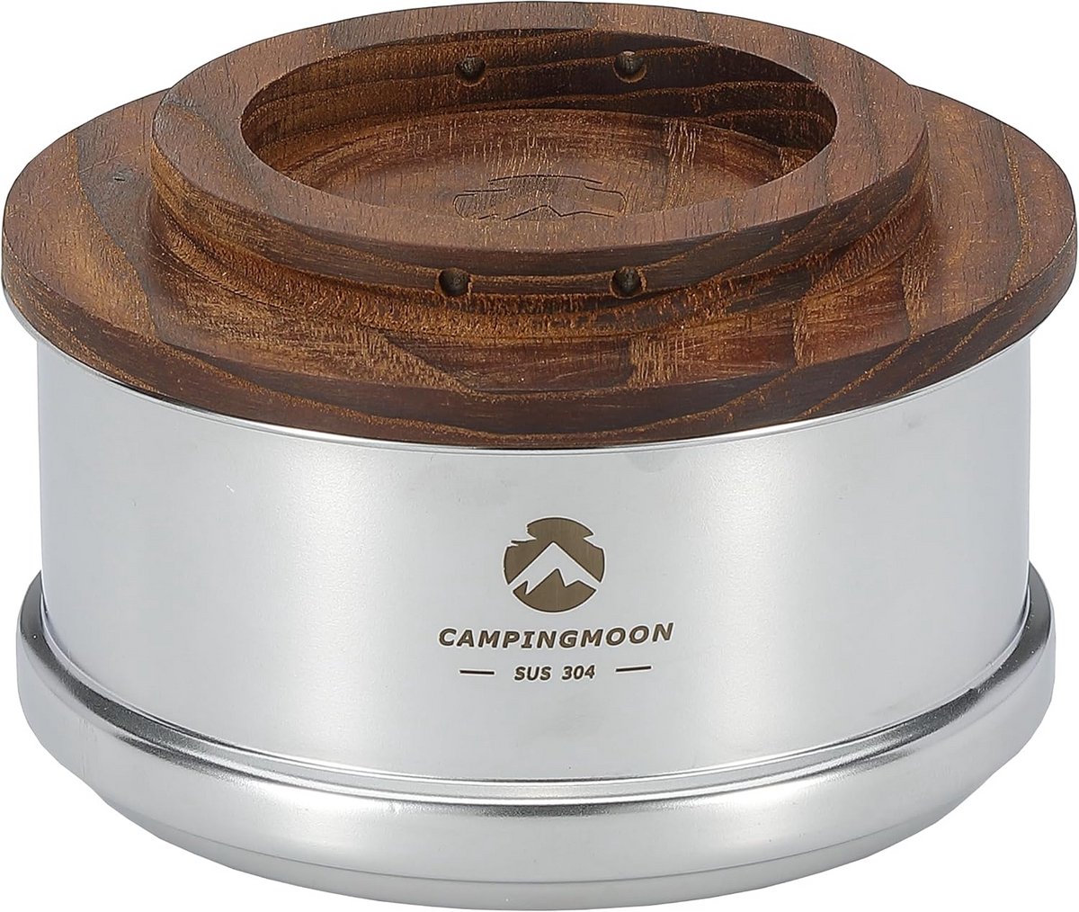 Mini Stoompan Compact 12cm RVS met Houten Deksel - Compact Kampeeraccessoire