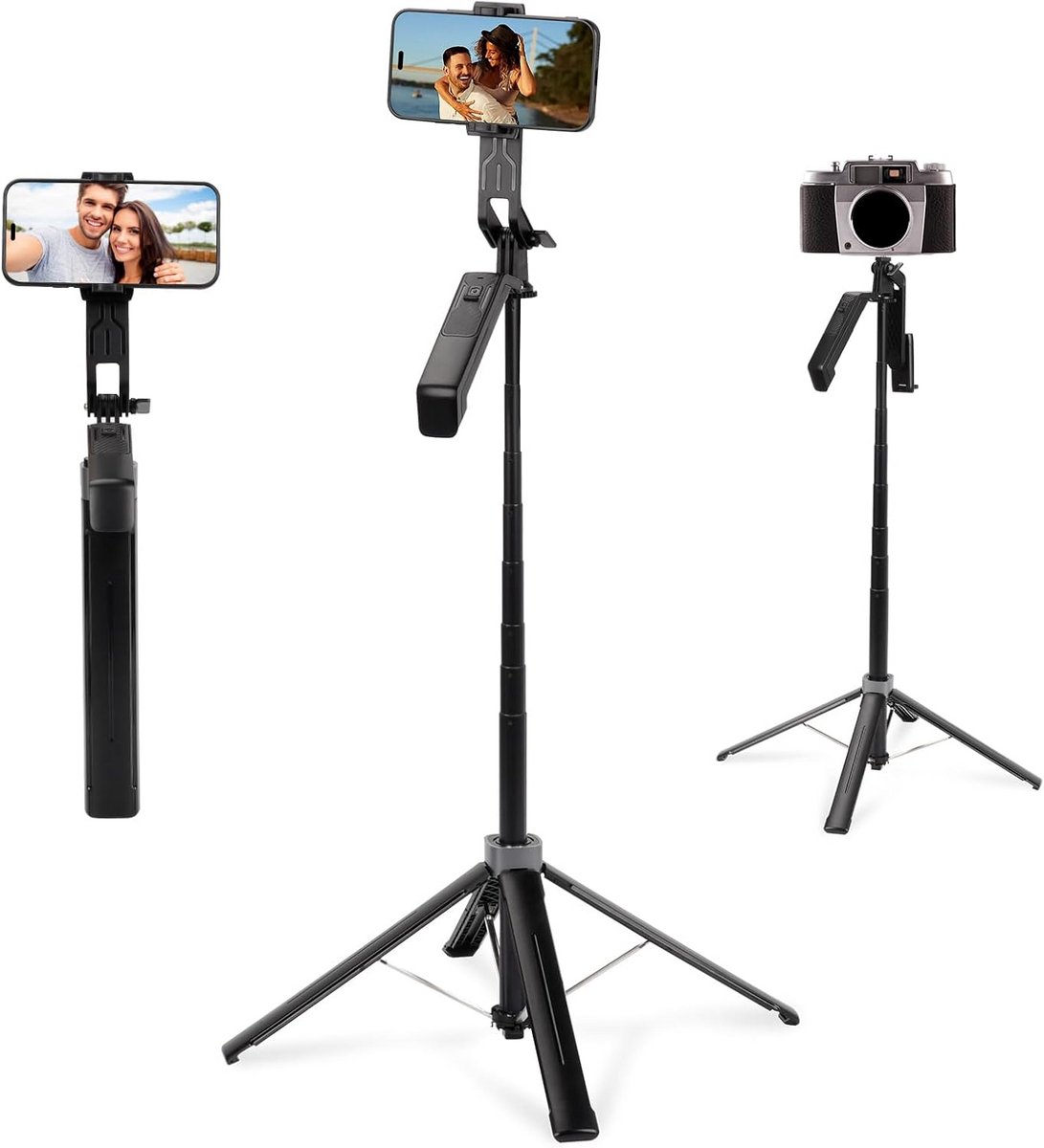 Universeel Statief met Ringlichtaansluiting voor Smartphone en Camera - 180cm Hoogte