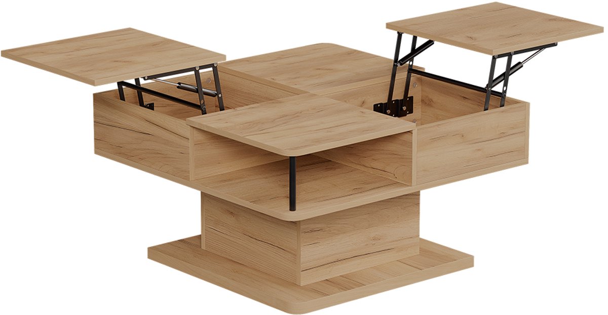 Vicco Movira Salontafel – 80 x 45 cm met opbergvakken Krachtige eik goud Goudkleurig Eiken