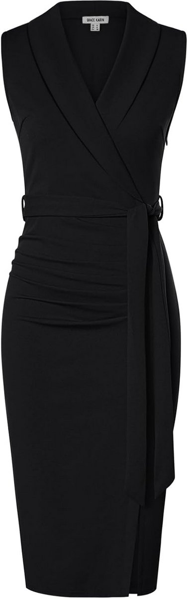 Elegante Wikkeljurk met V-hals voor Dames - Geschikt voor Feest, Cocktail en Zakelijke Gelegenheden