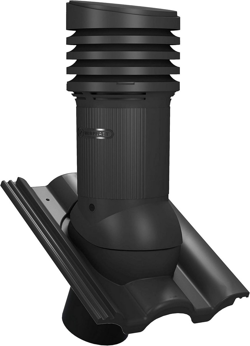 Dakdoorvoer DN150 voor Kronendakpannen - Zwarte Ventilatiepijp met Condensafvoer