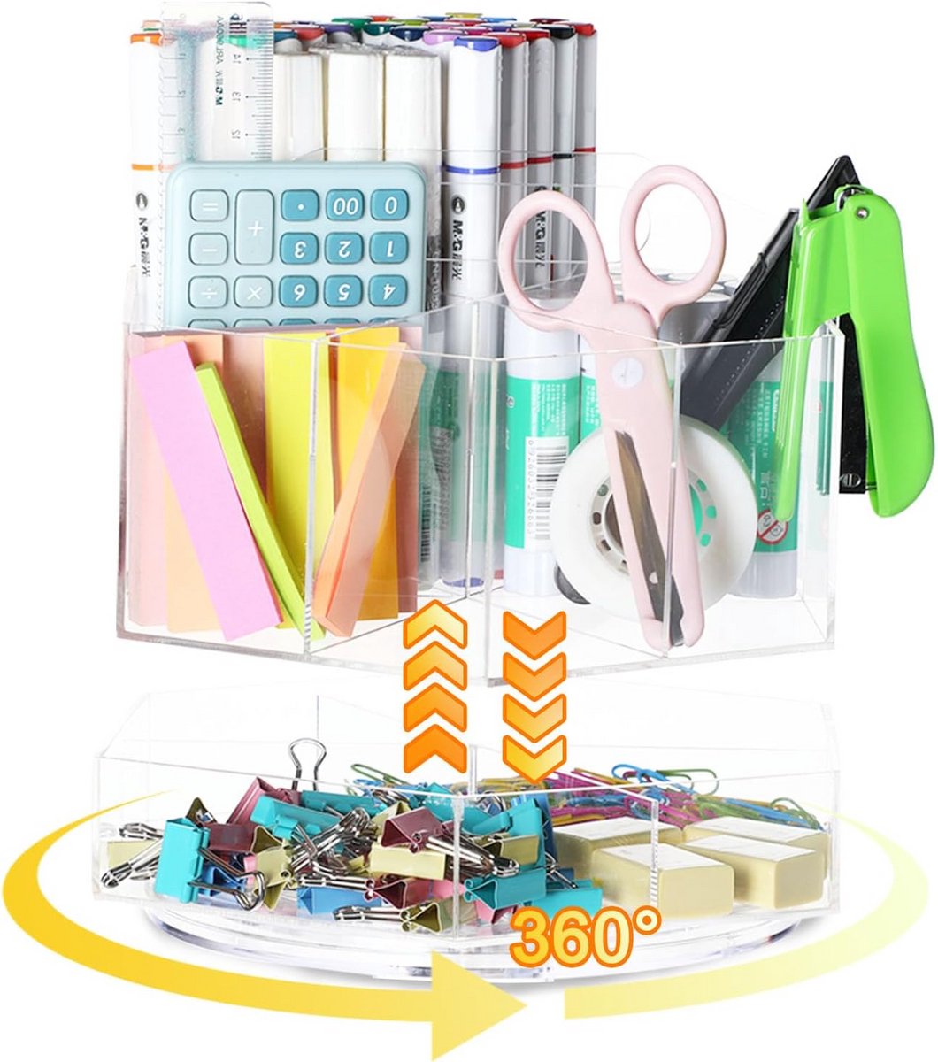 Acryl Tafelblad Organizer met 2 Lagen en Draaibare Basis