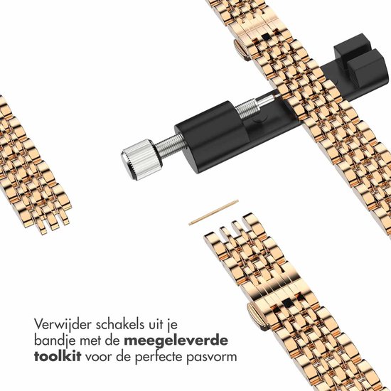 Slim Steel schakel bandje - Geschikt voor Apple Watch 1, 2, 3, 4, 5, 6, 7, 8, 9, 10, 11 (42 mm), SE - 38/40/41 mm - Rosé goud