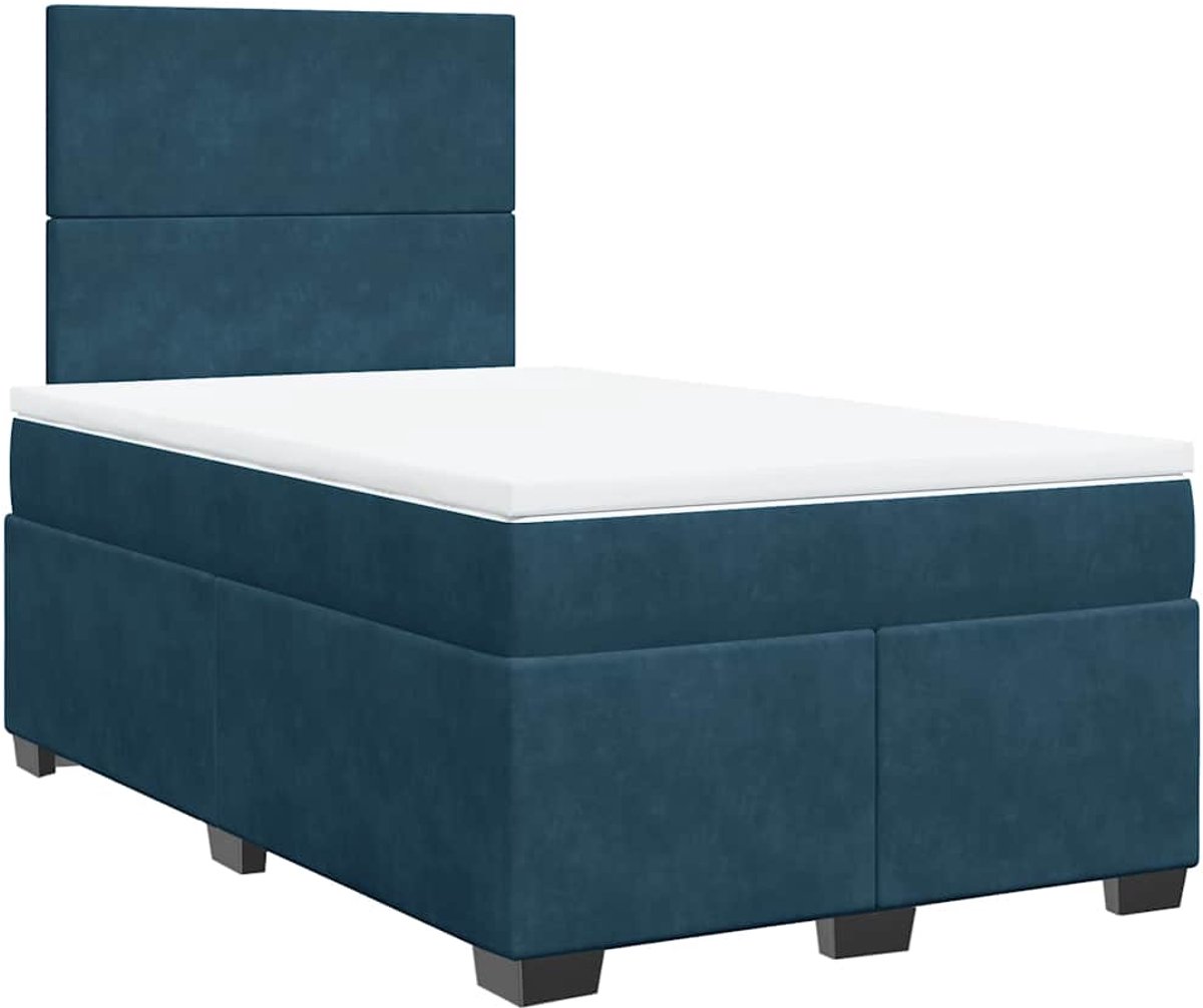 vidaXL - Boxspring - met - matras - fluweel - blauw - 120x190 - cm